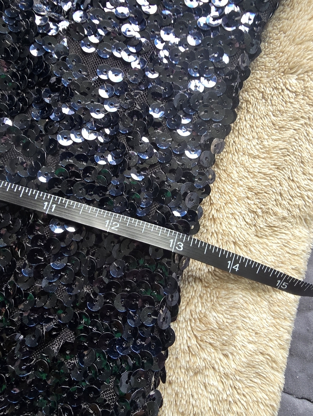 Venus Sequin Long Sleeve Mini Dress Womens size small Black Dark Blue Bodycon - Picture 8 of 13